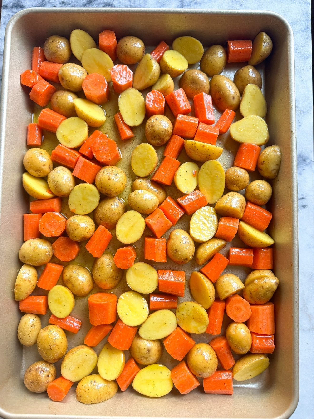 Easy Roasted Potatoes and Carrots - The Lovely Dish